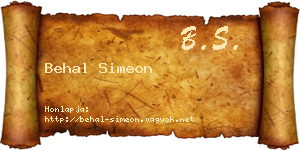 Behal Simeon névjegykártya